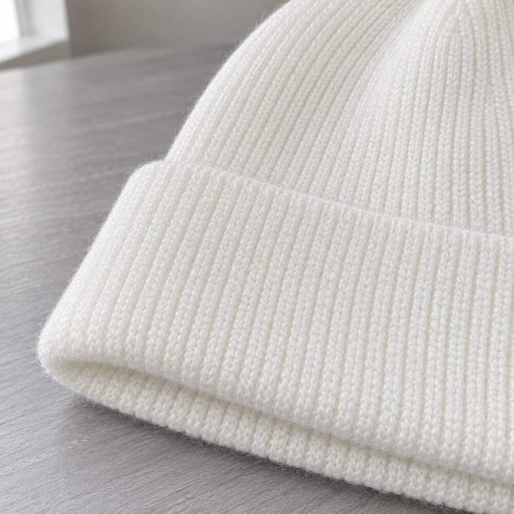 CELINE White Ribbed Knit Beanie - Picture 6 of 6